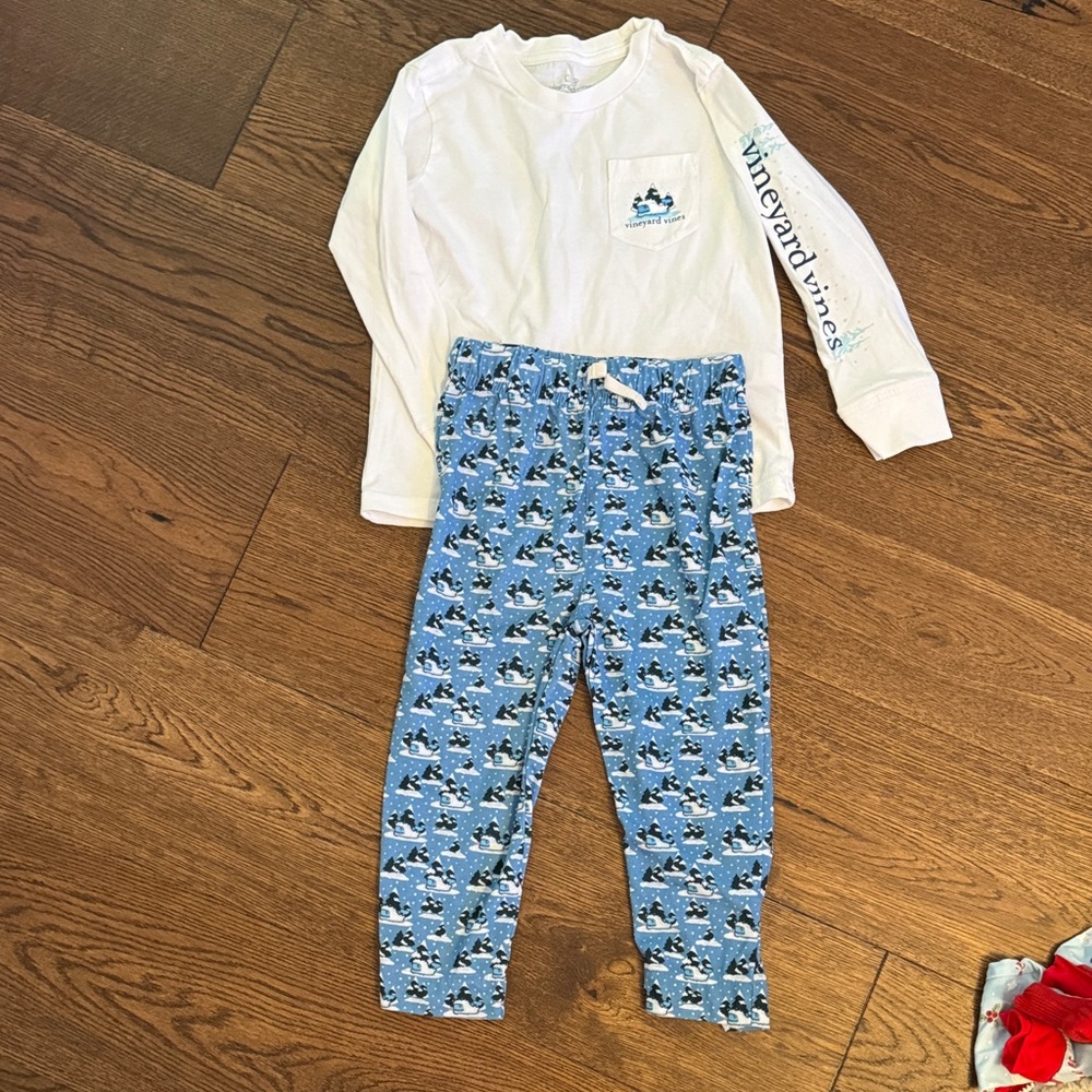 Vineyard Vines White Long Sleeve and Blue Patterned Pants